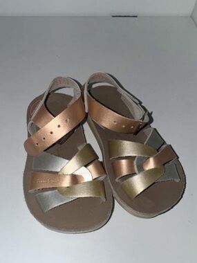Kids Metallic Rose and Gold Strappy Sandals - ( )